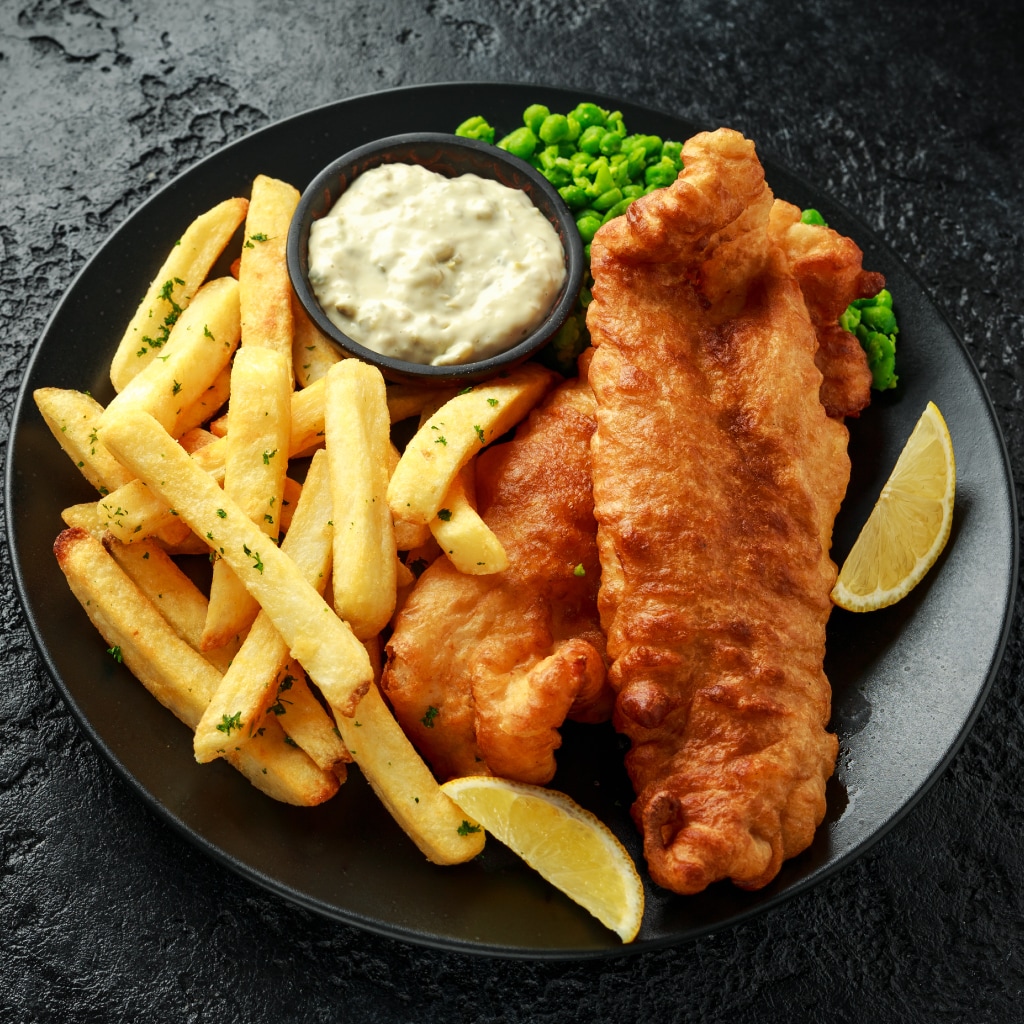 Fish & chips con salsa tártara Fish & chips con salsa tártara